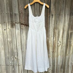 New Reformation White Balia Linen Midi Dress 4